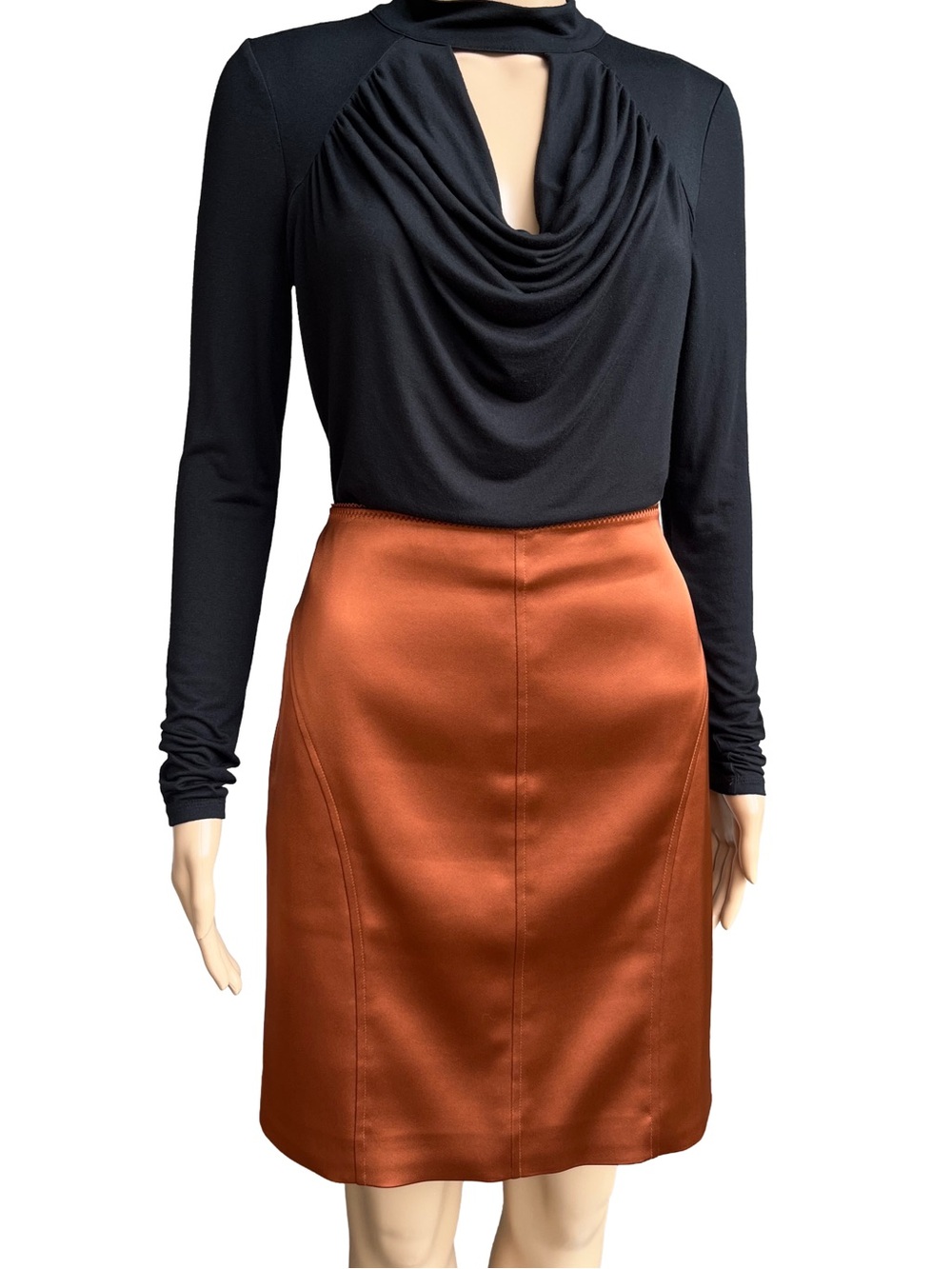 Wilfred Aritzia Copper Satin High Rise Mini Skirt 6